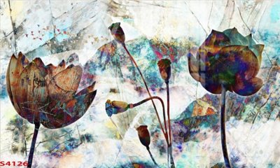 File in lụa Tranh hoa sen cá cửu ngư quần hội S4126 (phong cảnh) Tranh hoa sen cá cửu ngư quần hội S4126