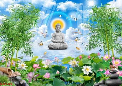 File ảnh Tranh hoa sen cá cửu ngư quần hội S4145 (gốc) cho trang trí nội thất