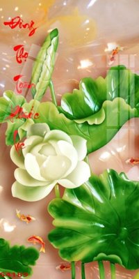 Tải về file tranh gốc Tranh hoa sen cá cửu ngư quần hội S4189 (để in quảng cáo)