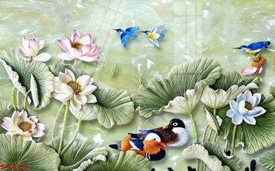 Tải file gốc Tranh hoa sen cá cửu ngư quần hội S4213 (bản PSD) chỉnh sửa được