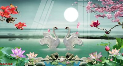 File in trần Tranh hoa sen cá cửu ngư quần hội S4244 (bản gốc) phong cảnh