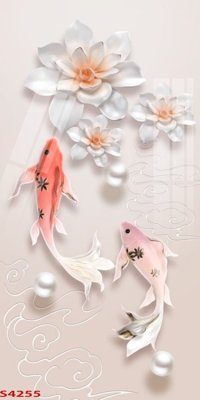 File gốc Tranh hoa sen cá cửu ngư quần hội S4255 (trang trí) phòng trẻ em