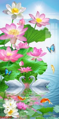 Tải file gốc Tranh hoa sen cá cửu ngư quần hội S4266 (bản PSD) gốc