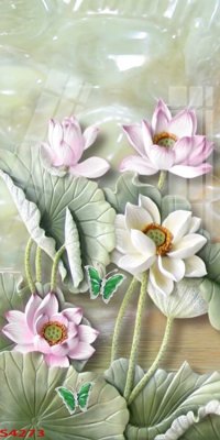 File gốc Tranh hoa sen cá cửu ngư quần hội S4273 (in lụa) trang trí tường