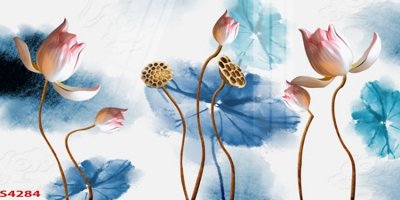 Ảnh gốc Tranh hoa sen cá cửu ngư quần hội S4284 (nét căng) in mica