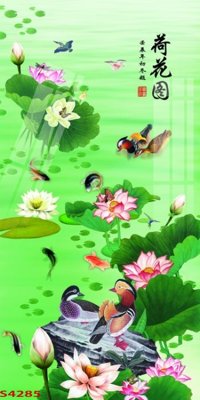 File in ấn chuyên nghiệp Tranh hoa sen cá cửu ngư quần hội S4285 (file gốc)