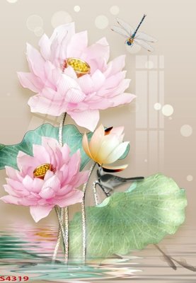 File ảnh Tranh hoa sen cá cửu ngư quần hội S4319 (gốc) in quảng cáo ngoài trời