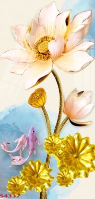 File gốc Tranh hoa sen cá cửu ngư quần hội S4337 (ảnh chi tiết) để in ấn