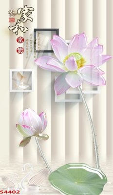 File gốc Tranh hoa sen cá cửu ngư quần hội S4402 (phong cách) cổ điển