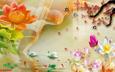 Tải file gốc Tranh hoa sen cá cửu ngư quần hội S4406 (in không vỡ ảnh)