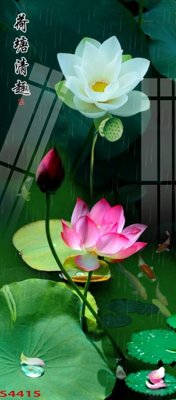 File ảnh Tranh hoa sen cá cửu ngư quần hội S4415 (gốc) dùng in Pano