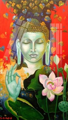 File in trần Tranh hoa sen cá cửu ngư quần hội S4444 (bản gốc) hoa văn