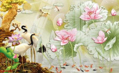 Tệp tin gốc Tranh hoa sen cá cửu ngư quần hội S4483 (chất lượng cao) Tranh hoa sen cá cửu ngư quần hội S4483