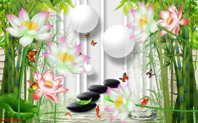 Tải file Tranh hoa sen cá cửu ngư quần hội S4498 (gốc) làm file quảng cáo