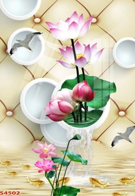 File gốc Tranh hoa sen cá cửu ngư quần hội S4502 (thiết kế) cho in ấn