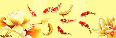 File tranh Tranh hoa sen cá cửu ngư quần hội S4586 (bản gốc) in lụa dán tường