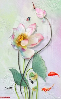 File tranh Tranh hoa sen cá cửu ngư quần hội S4609 (ảnh gốc) in trần xuyên sáng