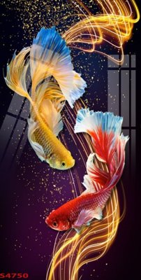 Tải file Tranh hoa sen cá cửu ngư quần hội S4750 (ảnh gốc) in gạch 3D