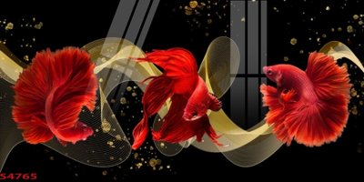 File gốc Tranh hoa sen cá cửu ngư quần hội S4765 (trang trí) phòng trẻ em