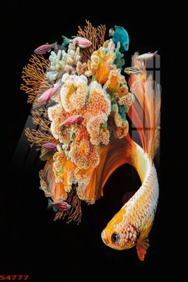 File gốc Tranh hoa sen cá cửu ngư quần hội S4777 (phong cách) cổ điển