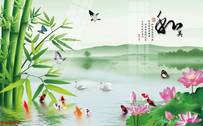 File gốc Tranh hoa sen cá cửu ngư quần hội S4857 (Filetranh.com) Tranh hoa sen cá cửu ngư quần hội S4857