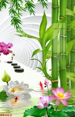 Download file tranh PSD Tranh hoa sen cá cửu ngư quần hội S4962 để chỉnh sửa