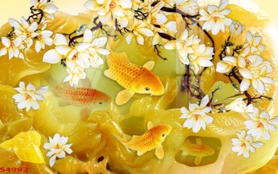 Tải file Tranh hoa sen cá cửu ngư quần hội S4992 (gốc) chủ đề tâm linh