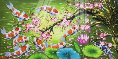 File gốc Tranh hoa sen cá cửu ngư quần hội S5015 (PNG) chất lượng cao