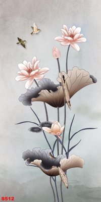 Ảnh gốc Tranh cửu ngư quần hội sen cá S512 (nét căng) in mica