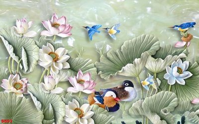 Tải file Tranh cửu ngư quần hội sen cá S553 (ảnh gốc) file TIFF