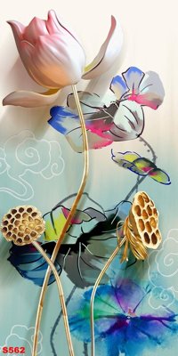 File gốc Tranh cửu ngư quần hội sen cá S562 (in mica) làm bảng hiệu