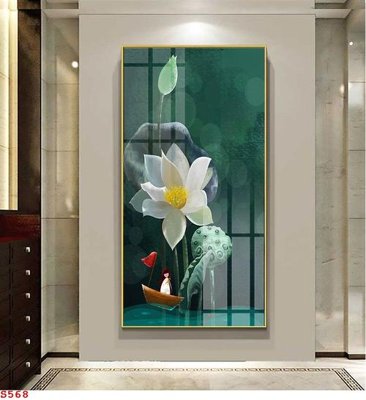 Download file gốc Tranh cửu ngư quần hội sen cá S568 (in mica) 3D