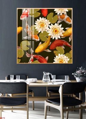 File ảnh Tranh cửu ngư quần hội sen cá S573 (gốc) in biển hiệu