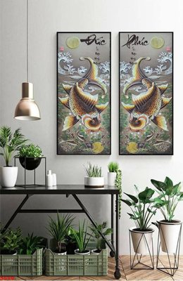 File PSD in ấn Tranh cửu ngư quần hội sen cá S580 (chất lượng cao)