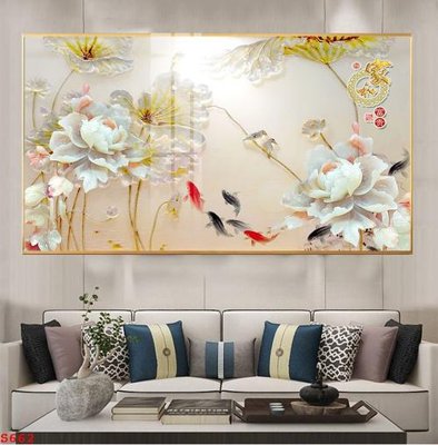 File ảnh Tranh cửu ngư quần hội sen cá S662 (gốc) dùng in Pano