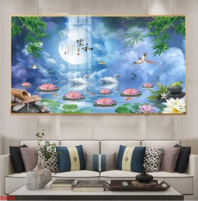 File tranh gốc Tranh cửu ngư quần hội sen cá S666 (bản quyền) độc đáo