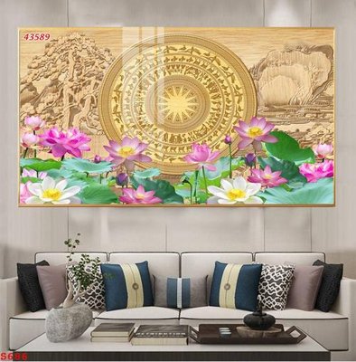 File in trần Tranh cửu ngư quần hội sen cá S686 (file gốc) hoa văn 3D