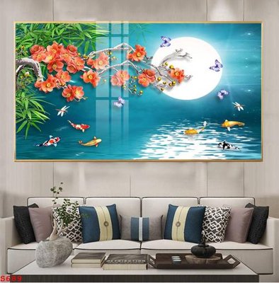 File in trần Tranh cửu ngư quần hội sen cá S689 (file gốc) phong thủy