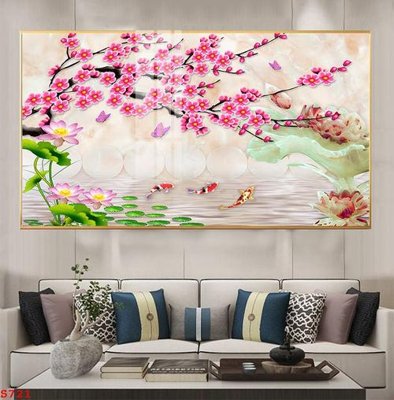Download file gốc Tranh cửu ngư quần hội sen cá S721 (in lụa) cao cấp
