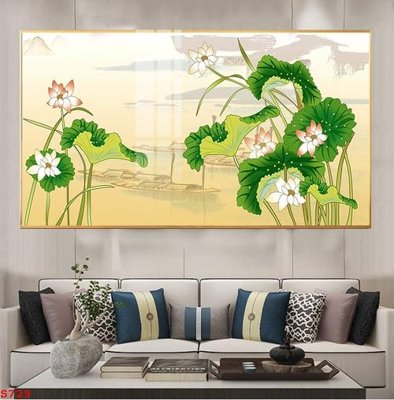 File gốc in mica Tranh cửu ngư quần hội sen cá S729 chất lượng