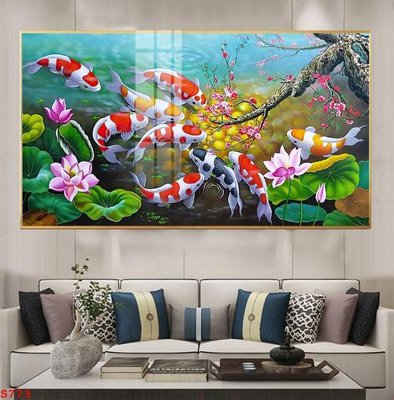 Download file tranh Tranh cửu ngư quần hội sen cá S773 (file gốc PSD)