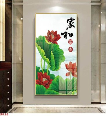 Ảnh gốc Tranh cửu ngư quần hội sen cá S826 (độ nét cao) in mica