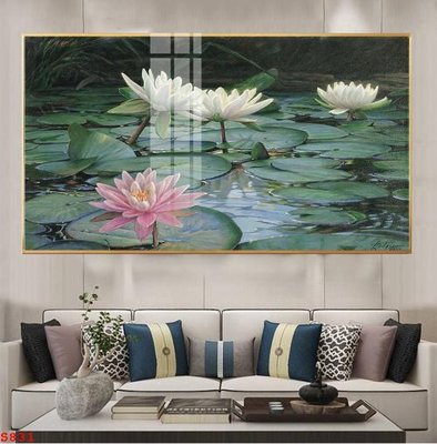 File tranh in mica Tranh cửu ngư quần hội sen cá S831 (độ phân giải cao)