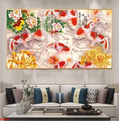 Tải file Tranh cửu ngư quần hội sen cá S858 (gốc) chủ đề tôn giáo