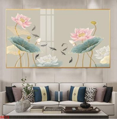 File tranh Tranh cửu ngư quần hội sen cá S872 (gốc) chủ đề trẻ em