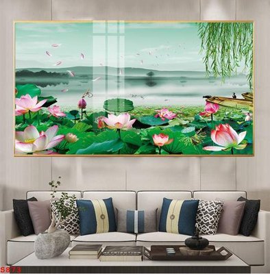 File tranh Tranh cửu ngư quần hội sen cá S873 (gốc) chủ đề trừu tượng