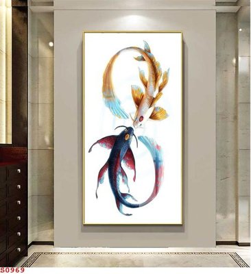 Mua file gốc Tranh cửu ngư quần hội sen cá S969 (in ấn) tại Filetranh.com