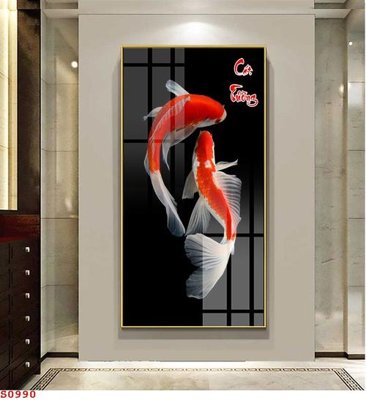 File in trần Tranh cửu ngư quần hội sen cá S990 (bản gốc) 5D