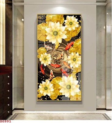 Tải xuống file tranh gốc Tranh cửu ngư quần hội sen cá S991 (PSD/TIFF)