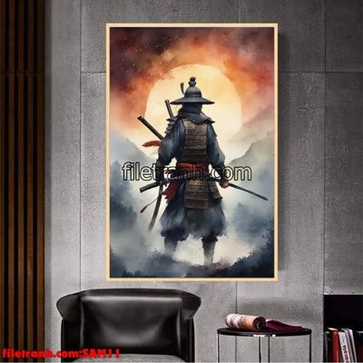 File gốc File tranh samurai võ sĩ nhật bản SAM11 (in lụa) tranh phong thủy